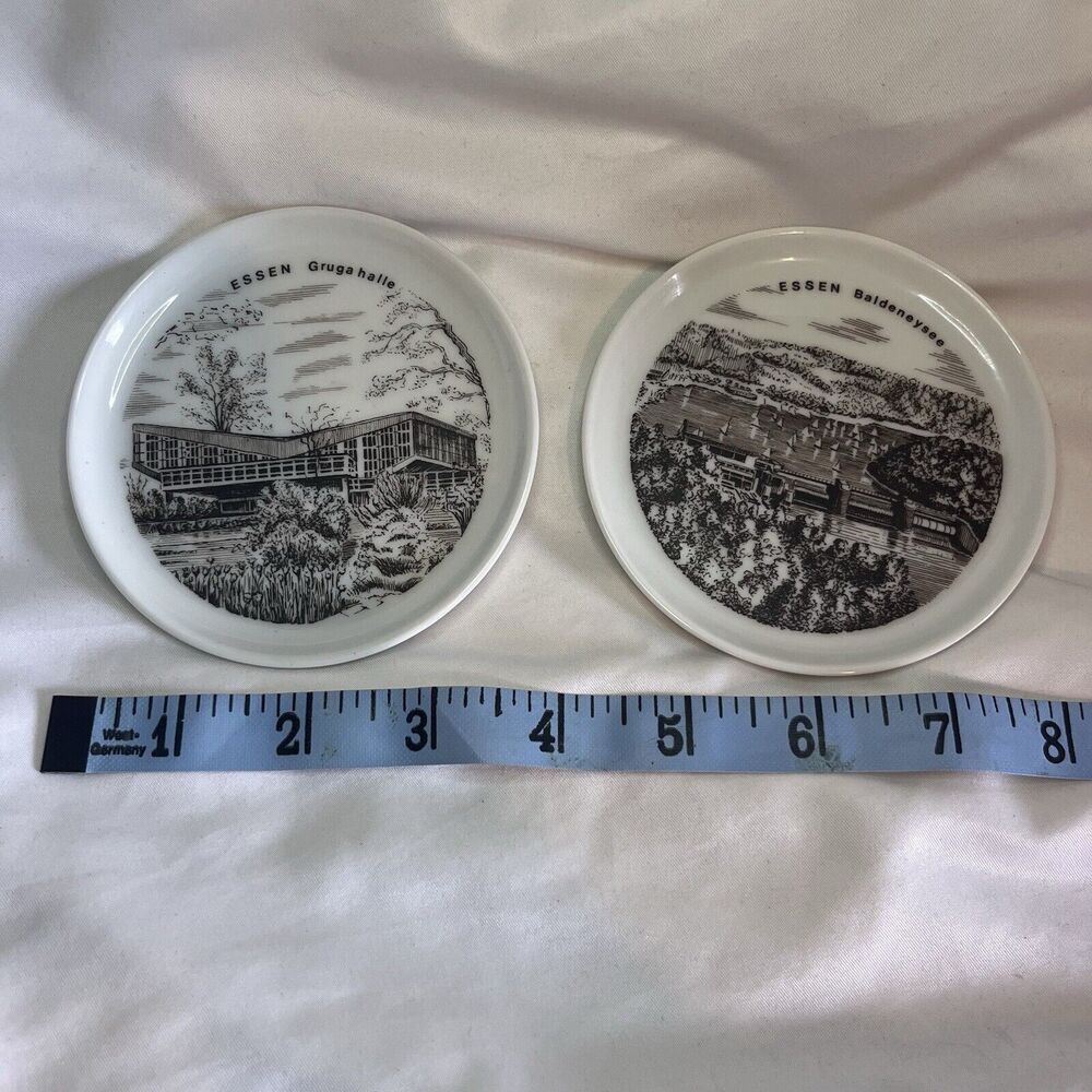 4” Essen Gruga halle & Baldeneysee Collectible Mini Plates Coasters Germany Set